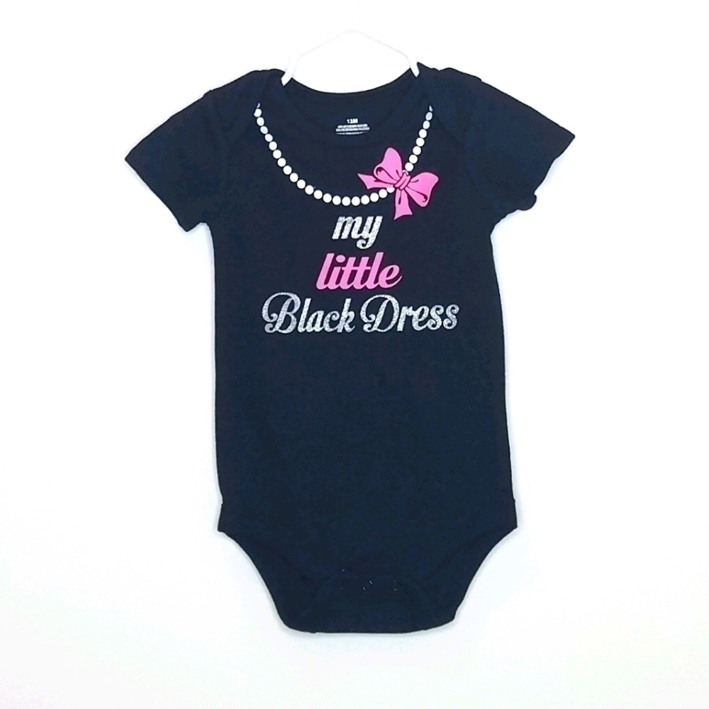 Little Black Dress Pearl Necklace Bodysuit 12m